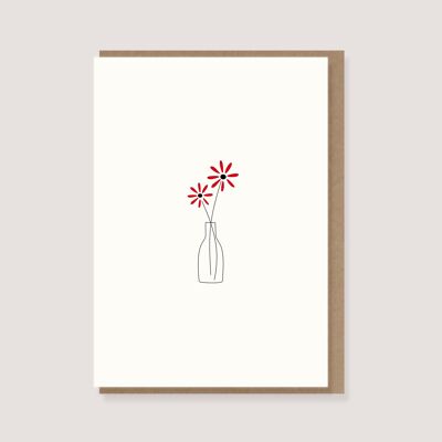 Carte pliée avec enveloppe - "vase à fleurs"