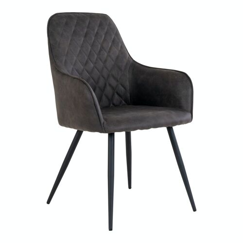 Harbo Dining Chair - Dining Chair in microfiber, dark grey with black legs, HN1229