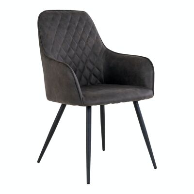 Harbo Dining Chair - Sedia da pranzo in microfibra, grigio scuro con gambe nere, HN1229