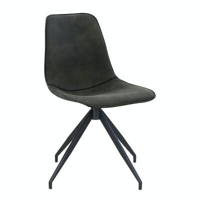 Monaco Dining Chair - Esszimmerstuhl aus Mikrofaser mit Drehgelenk, grau mit schwarzen Beinen, HN1229