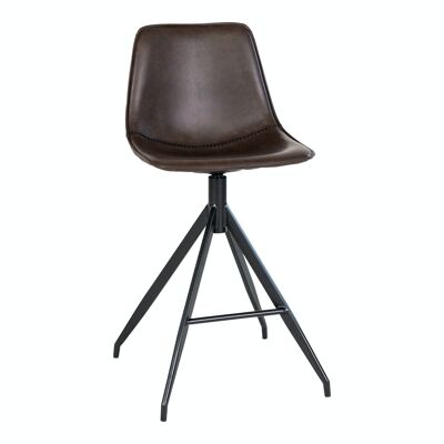 Chaise de comptoir Monaco - Chaise de comptoir en PU, marron avec pieds noirs, HN1227