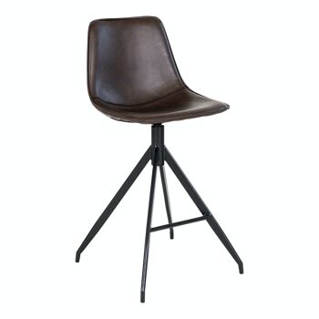 Chaise de comptoir Monaco - Chaise de comptoir en PU, marron avec pieds noirs, HN1227 3