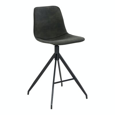 Chaise de comptoir Monaco - Chaise de comptoir en microfibre, grise avec pieds noirs, HN1229