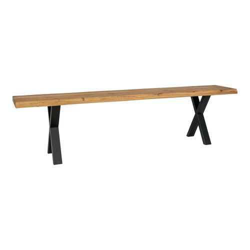 Toulon Bench - Bench in oak with wavy edge, oiled with black legs, 180x32x46 cm