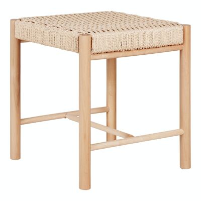 Tabouret Abano - Tabouret en peuplier avec assise en osier naturel, naturel