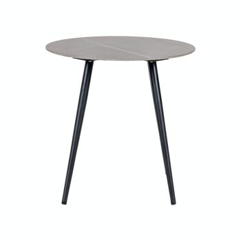 Lazio Side Table - Table d'appoint avec plateau en céramique, gris avec pieds noirs, Ø45 cm 2