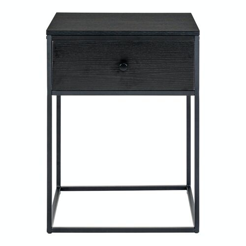 Vita Bedside table with 1 drawer - Bedside table with 1 drawer, black with black drawer