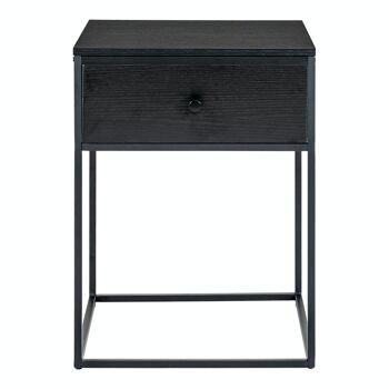 Table de chevet Vita avec 1 tiroir - Table de chevet avec 1 tiroir, noir avec tiroir noir 1