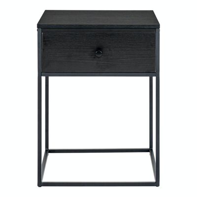 Vita Bedside table with 1 drawer - Bedside table with 1 drawer, black with black drawer