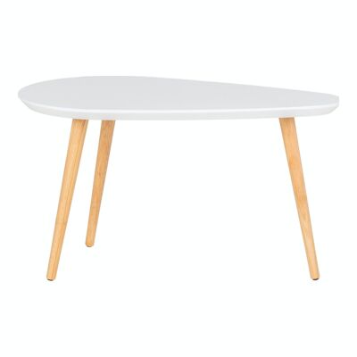 Vado Coffee Table - Mesita, blanca con patas naturales, 40x70x40 cm