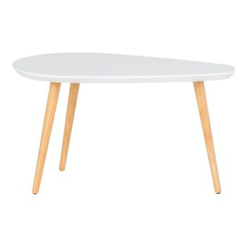 Vado Coffee Table - Table basse, blanc avec pieds naturels, 40x70x40 cm 1