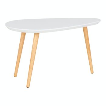 Vado Coffee Table - Table basse, blanc avec pieds naturels, 40x70x40 cm 3