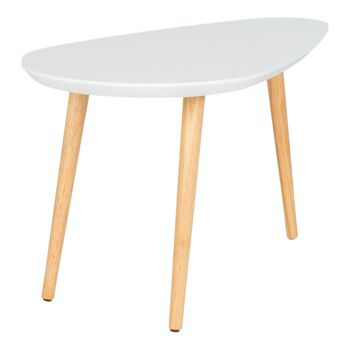Vado Coffee Table - Table basse, blanc avec pieds naturels, 40x70x40 cm 4