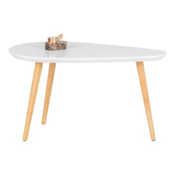 Vado Coffee Table - Table basse, blanc avec pieds naturels, 40x70x40 cm 5