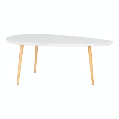 Vado Coffee Table - Mesa de centro, blanca con patas naturales, 60x110x45 cm