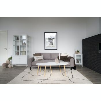 Vado Coffee Table - Table basse, blanc avec pieds naturels, 60x110x45 cm 2