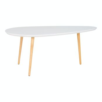 Vado Coffee Table - Table basse, blanc avec pieds naturels, 60x110x45 cm 3