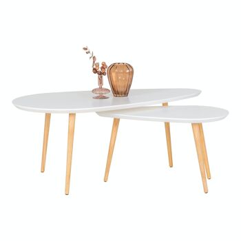 Vado Coffee Table - Table basse, blanc avec pieds naturels, 60x110x45 cm 5