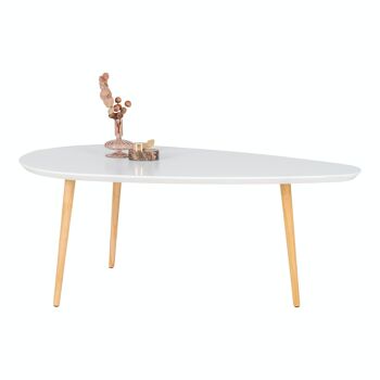 Vado Coffee Table - Table basse, blanc avec pieds naturels, 60x110x45 cm 6