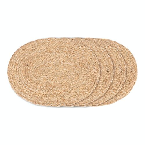 Bombay Placemat - Placemat in braided jute, nature, ovalk, 35x45 cm, set of 4