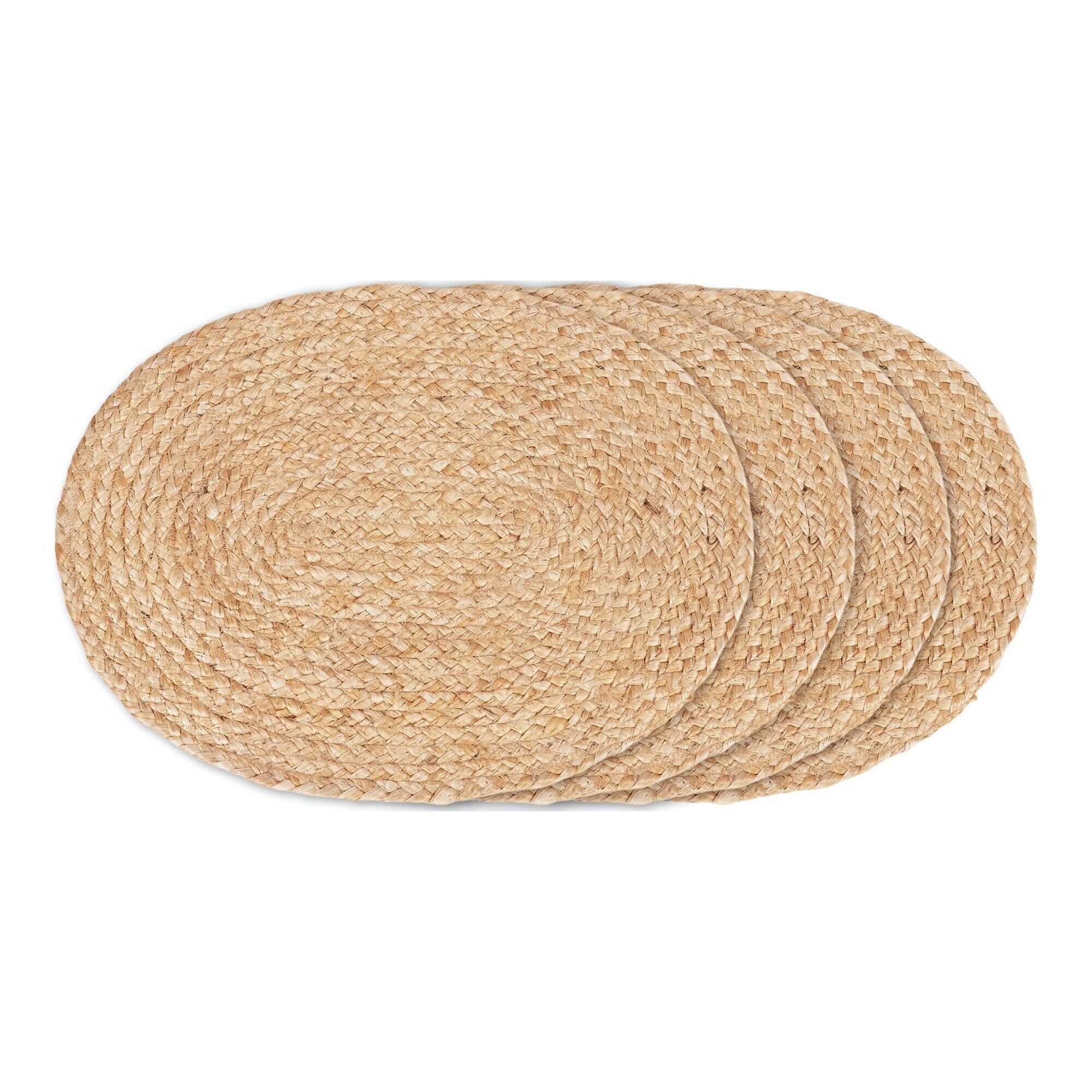 Set de table Bombay - Set de table en jute tressé, nature, ovale, 35x45 cm, lot de 4