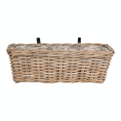 Batu Balcony Box - Balcony Box in kubu, with plastic inside and suspension, 60x20x23 cm