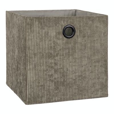 Augusta Basket - Basket in corduroy, foldable, olive green, rectangular, 30x30x30 cm