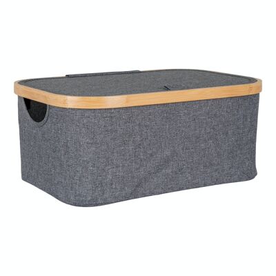Noto Basket - Panier en bambou/textile, gris foncé, 38x26x16 cm