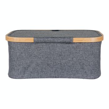 Noto Basket - Panier en bambou/textile, gris foncé, 38x26x16 cm 4