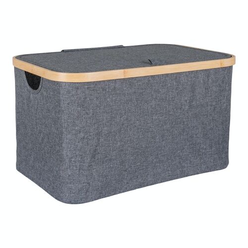 Noto Basket - Basket in bamboo/textile, dark grey, 30x45x25 cm