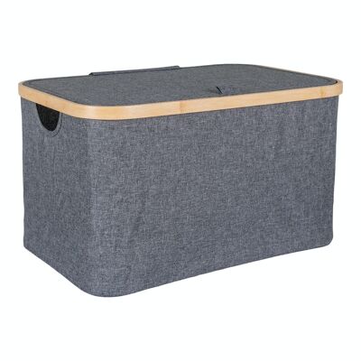 Noto Basket - Korb aus Bambus/Textil, dunkelgrau, 30x45x25 cm