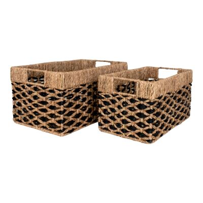 Salad Baskets - Baskets in seagrass, black/nature, rectangular, set of 2
