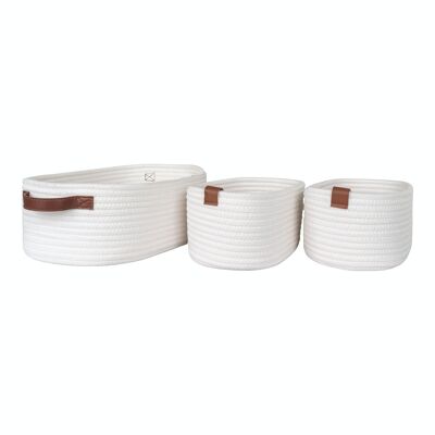 Jarana Baskets - Baskets in cotton, white, set of 3
