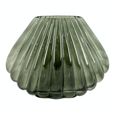 Vase - Vase en verre soufflé à la bouche, vert, 29x11,5x22 cm