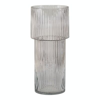 Florero - Florero en boca de vidrio soplado, transparente, redondo, Ø17,5x40 cm