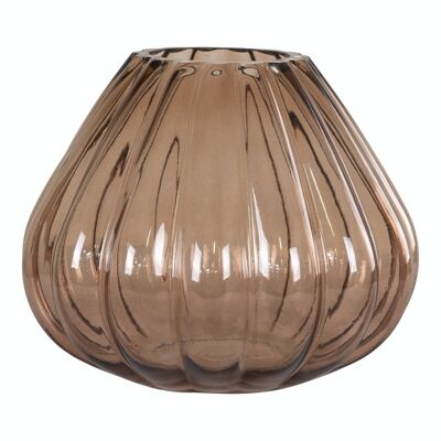 Vase - Vase in mouth blown glass, brown, Ø20x16 cm