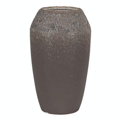 Jarrón - Jarrón de cerámica, marrón, redondo, Ø13x22 cm