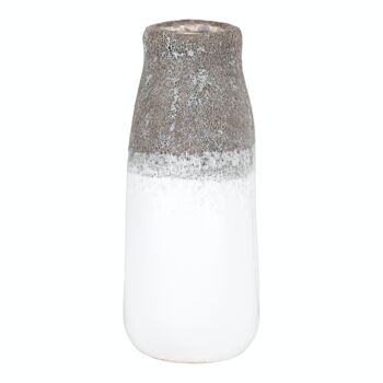 Vase - Vase en céramique, marron/blanc, 13x6x14 cm 4