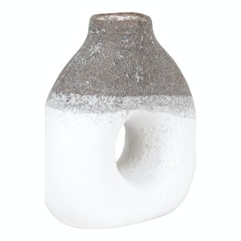 Vase - Vase en céramique, marron/blanc, 13x6x14 cm 6