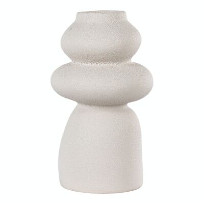 Vase - Ceramic vase, beige, round, Ø14.5x26.5 cm