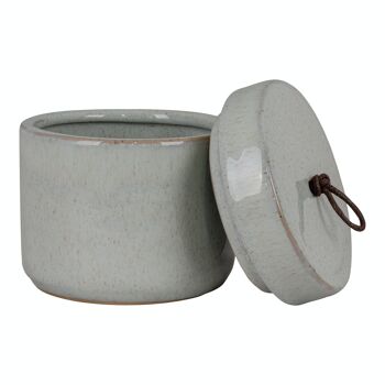 Pot - Pot en céramique, avec couvercle, gris, rond, Ø10,5x10 cm 1