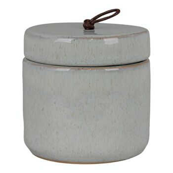 Pot - Pot en céramique, avec couvercle, gris, rond, Ø10,5x10 cm 2