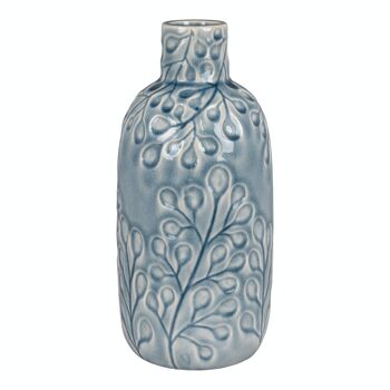 Vase - Vase en céramique, bleu avec motif, rond, Ø12x26 cm 1