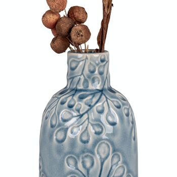 Vase - Vase en céramique, bleu avec motif, rond, Ø12x26 cm 3