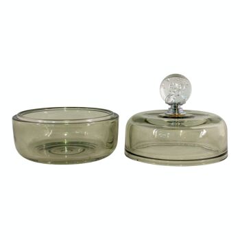 Pot avec couvercle - Pot avec couvercle en verre, vert, rond, Ø9.5x11 cm 4