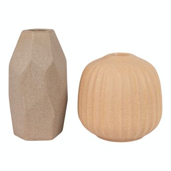 Vase et bougeoir - Vase et bougeoir en céramique, marron, lot de 2 1