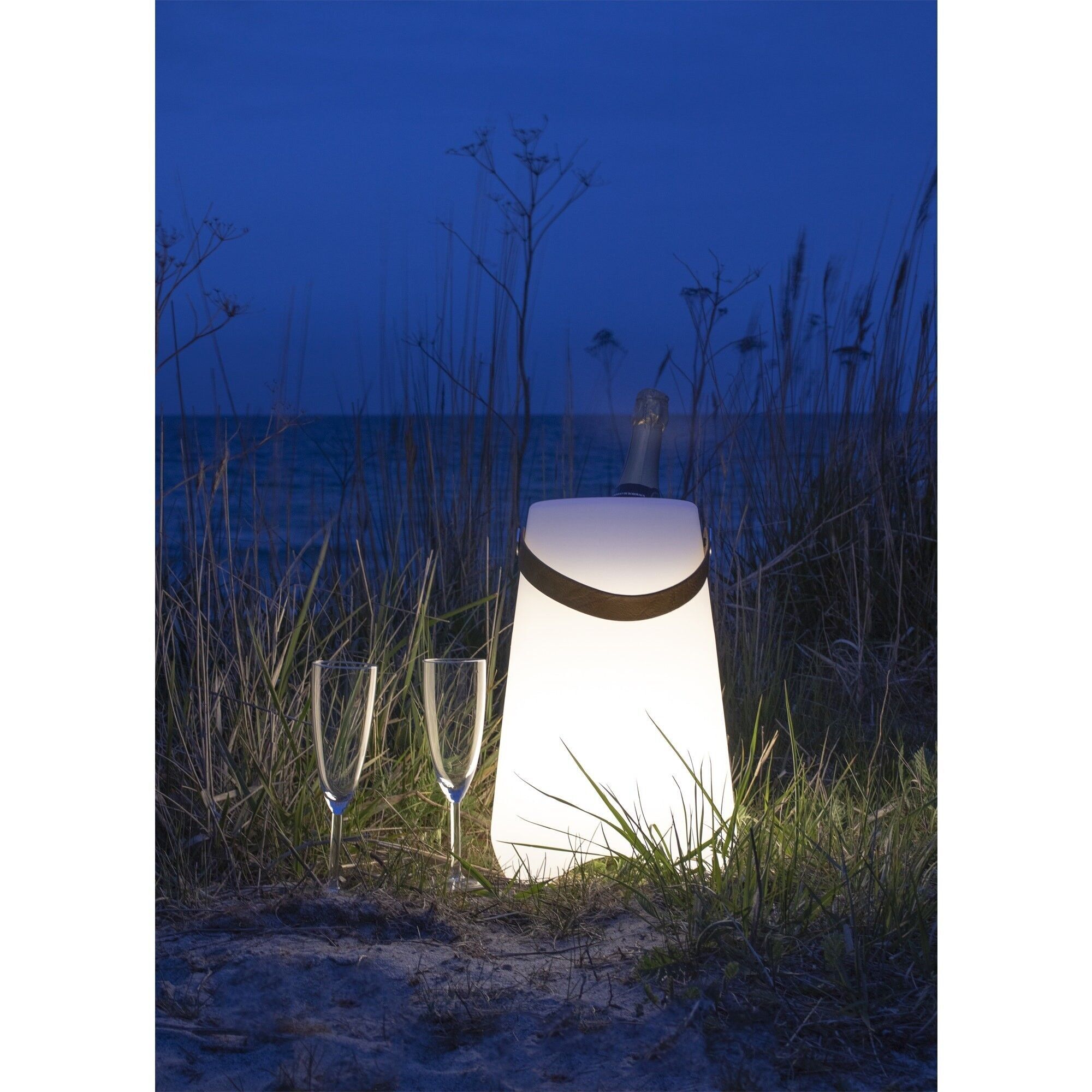 Bristol LED Wine cooler - Wine cooler with strap, white, rechargeable
