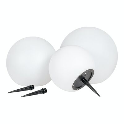 Lifon LED Lamp - Lamp, white, with integrated solar panel, set of 3