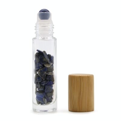 CGRB-02 - Gemstone Essential Oil Roller Bottle - Sodalite - Wooden Cap - Sold in 10x unit/s per outer