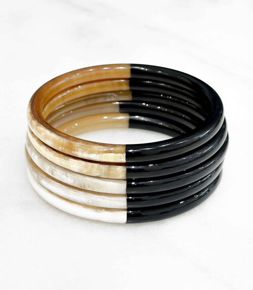 Bracelet coloré en corne véritable - Noir
